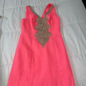 Pink and gold Lily Pulitzer dress. Size 2. 1 wear!